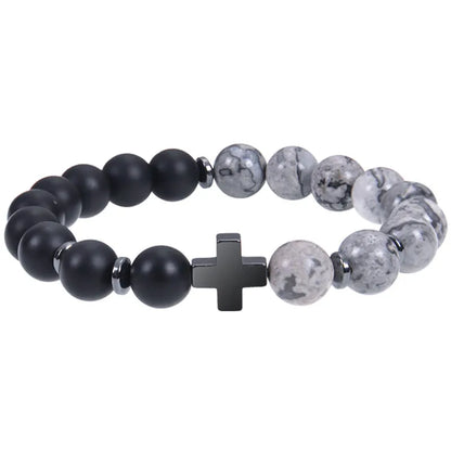 Classic Style Streetwear Geometric Cross Natural Stone Men'S Bracelets