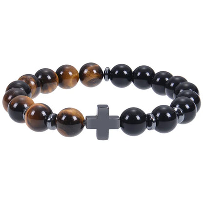 Classic Style Streetwear Geometric Cross Natural Stone Men'S Bracelets