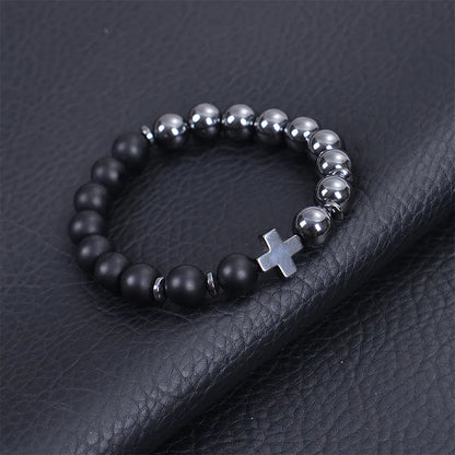 Classic Style Streetwear Geometric Cross Natural Stone Men'S Bracelets