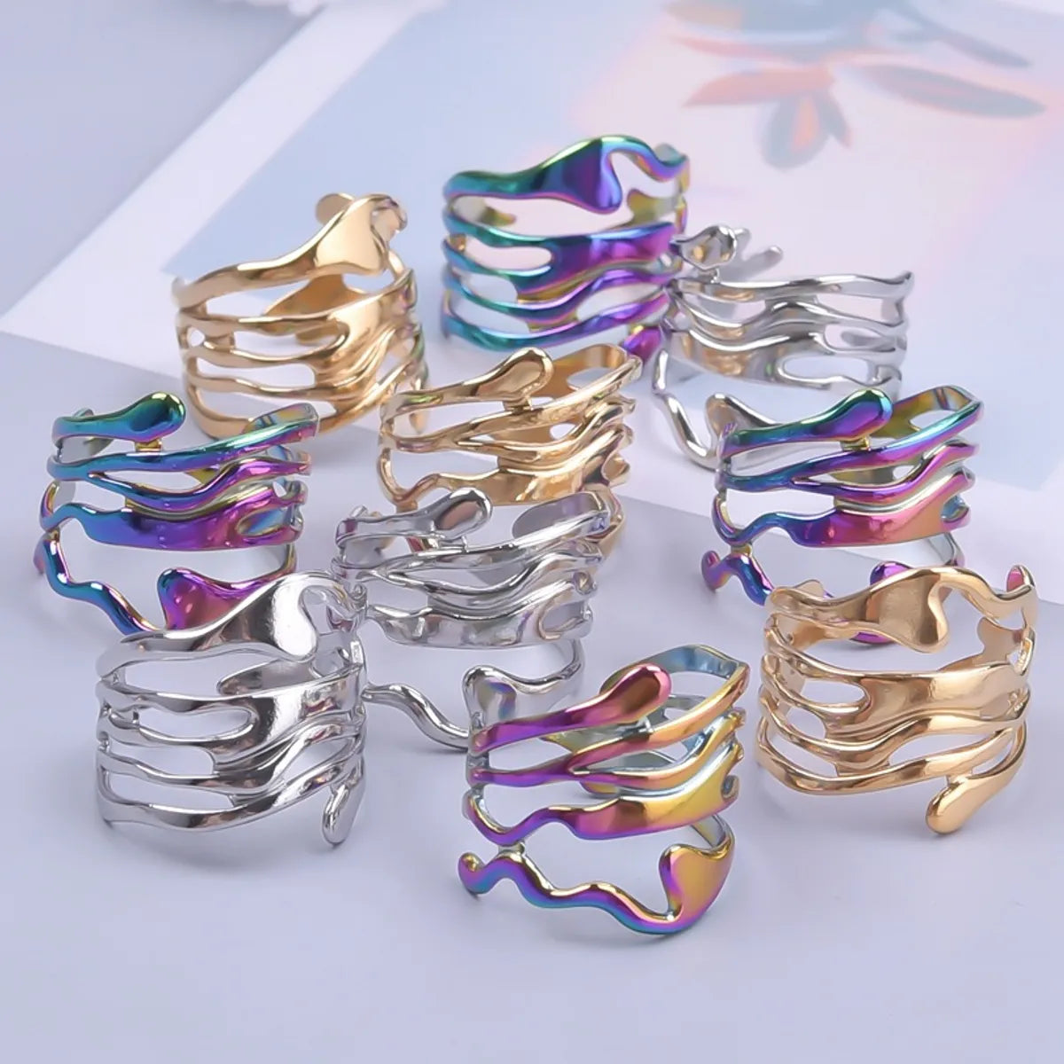 Classic Style Streetwear Geometric 304 Stainless Steel Plating 18K Gold Plated Unisex Open Rings