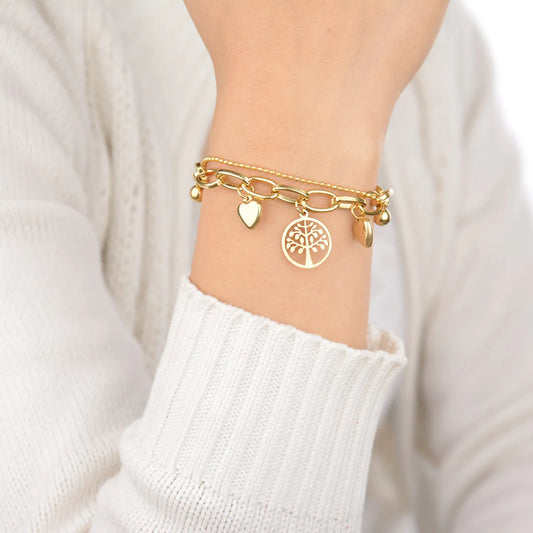 Classic Style Streetwear Geometric Tree Heart Shape Stainless Steel Plating Bracelets