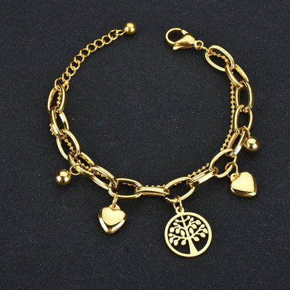 Classic Style Streetwear Geometric Tree Heart Shape Stainless Steel Plating Bracelets