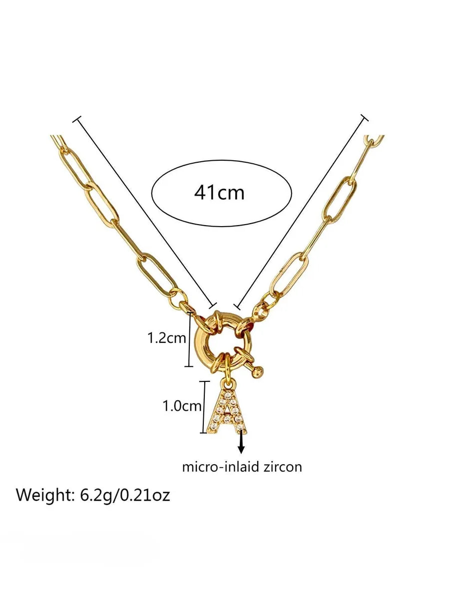 Classic Style Streetwear Letter Copper Plating Inlay Zircon 14k Gold Plated Pendant Necklace