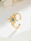 304 Stainless Steel 18K Gold Plated Classic Style Plating Inlay Sun Turquoise Rings