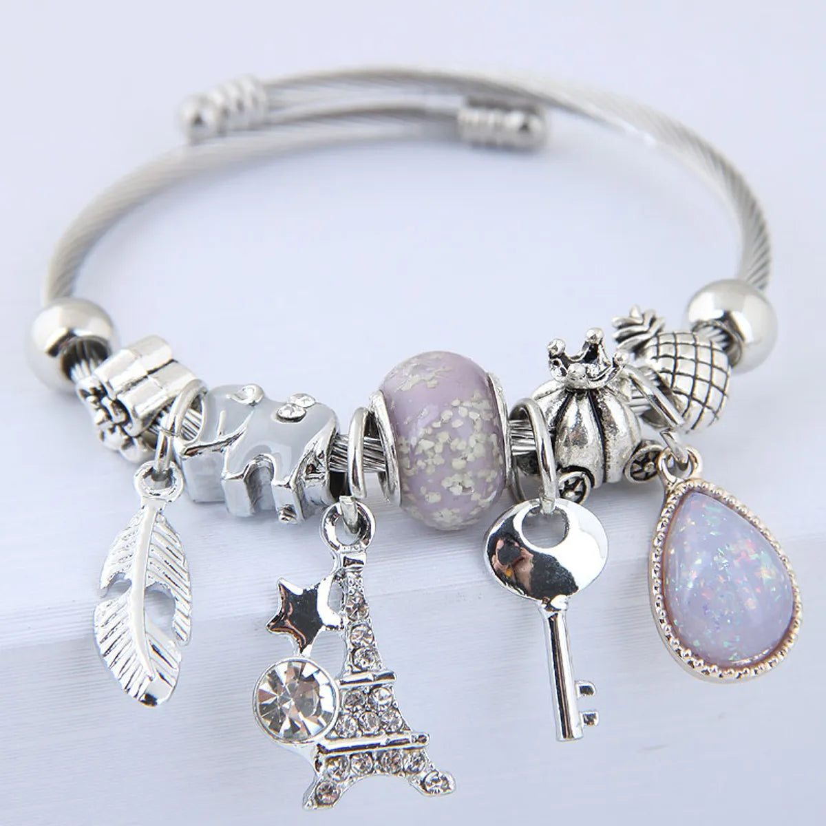 Classic Style Water Droplets Alloy Inlay Rhinestone Bangle