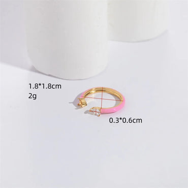 Classic Style Water Droplets Steel Enamel Gold Plated Zircon Open Ring 1 Piece