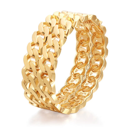 Classic Twisted Flower Chain Alloy Hollow Wide Side Bracelet