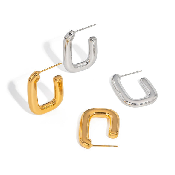 Classic U Shaped Fashion Retro Simple Non Fading Stainless Steel Women's Earrings With Pvd Furnace Vacuum Real Gold Plating