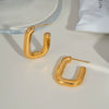 Classic U Shaped Fashion Retro Simple Non Fading Stainless Steel Women's Earrings With Pvd Furnace Vacuum Real Gold Plating