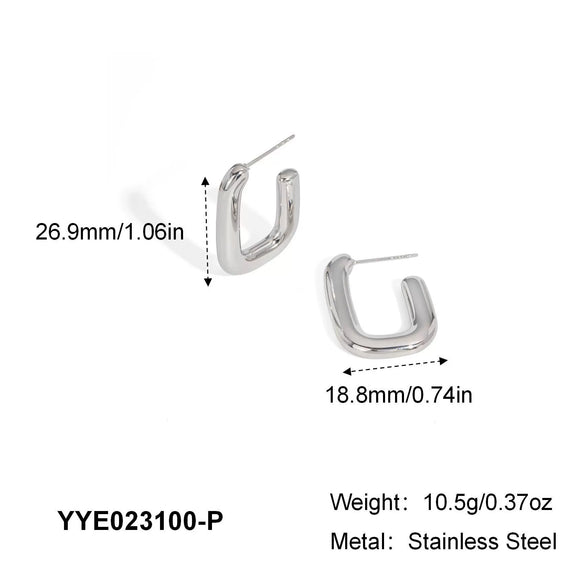 Classic U Shaped Fashion Retro Simple Non Fading Stainless Steel Women's Earrings With Pvd Furnace Vacuum Real Gold Plating