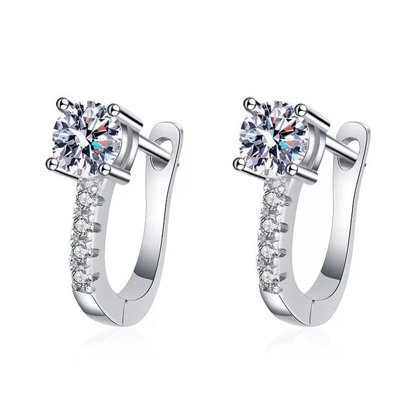 Classic U Shaped 925 Silver Moissanite Women Earrings With Electroplating