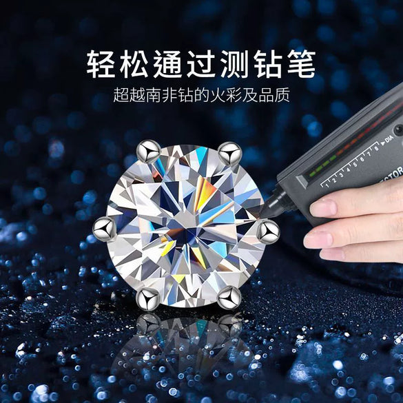 Classic Versatile Moissanite 925 Sterling Silver Earrings With Geometric Pattern And Electroplating For Women
