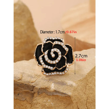 Classical Flower Alloy Inlay Artificial Diamond Women'S Rings