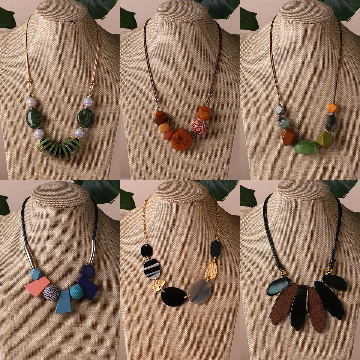 Classical Irregular Geometric Color Block Resin Women's Pendant Necklace