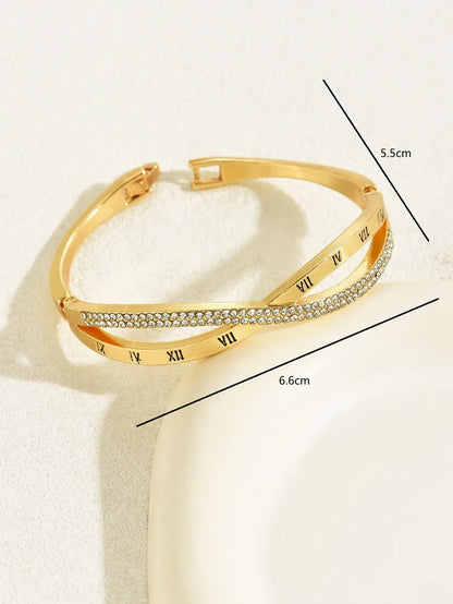 Classical Luxurious Romantic Solid Color Alloy Inlay Rhinestones Women'S Bangle