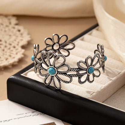 Classical Retro Flower Acrylic Alloy Wholesale Bangle