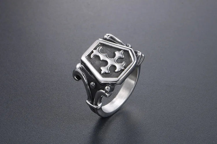 Classical Retro Punk Cross 304 Stainless Steel Polishing Men'S Rings