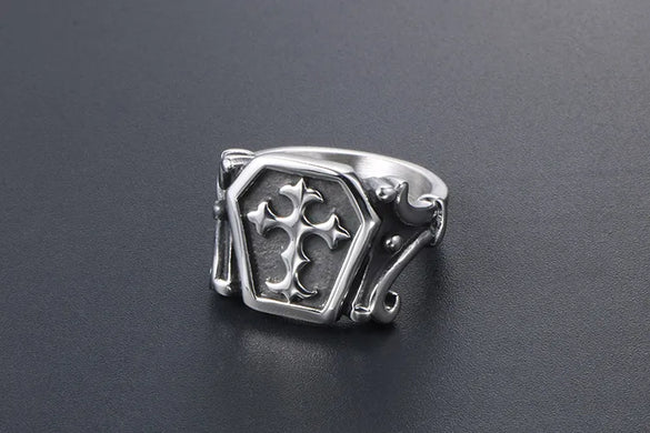 Classical Retro Punk Cross 304 Stainless Steel Polishing Men'S Rings