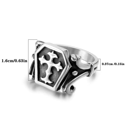 Classical Retro Punk Cross 304 Stainless Steel Polishing Men'S Rings