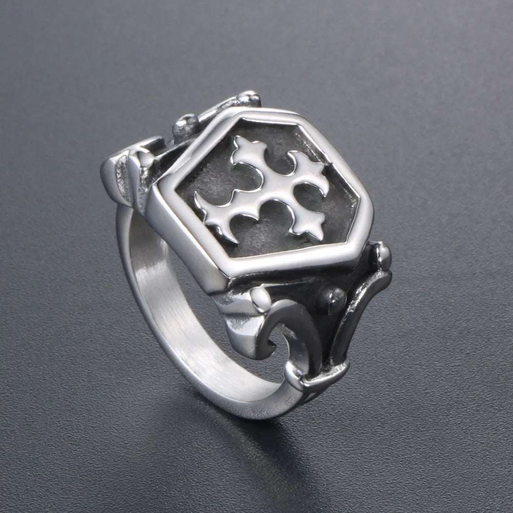 Classical Retro Punk Cross 304 Stainless Steel Polishing Men'S Rings