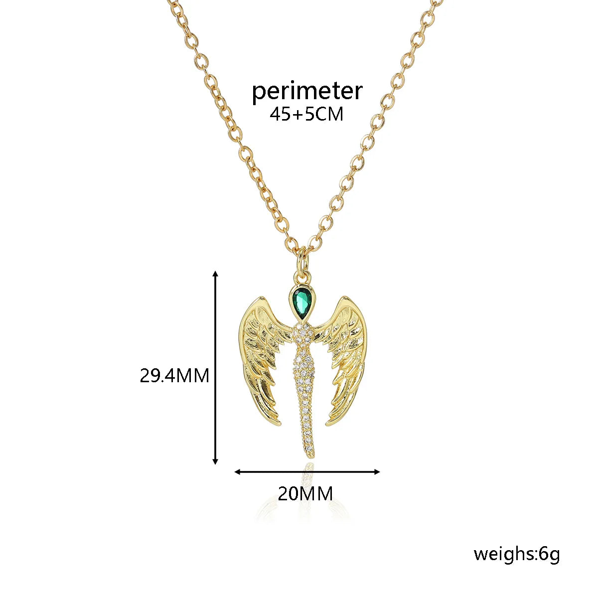 Classical Romantic Angel Wings 18K Gold Plated 304 Stainless Steel Alloy Wholesale Pendant Necklace