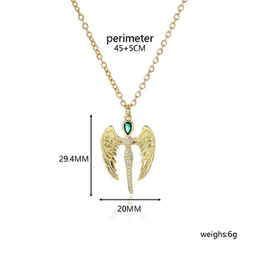 Classical Romantic Angel Wings 18K Gold Plated 304 Stainless Steel Alloy Wholesale Pendant Necklace