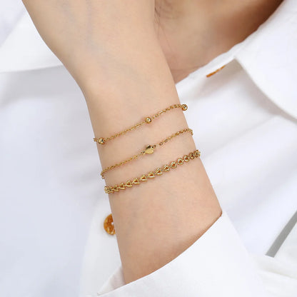 Classical Romantic Solid Color 304 Stainless Steel 18K Gold Plated Bracelets In Bulk