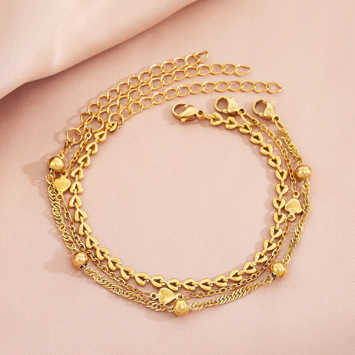 Classical Romantic Solid Color 304 Stainless Steel 18K Gold Plated Bracelets In Bulk