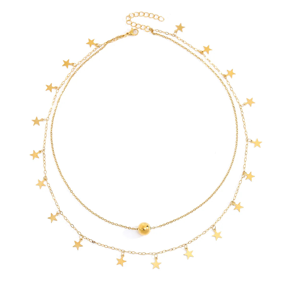 Classical Romantic Star 18K Gold Plated 304 Stainless Steel Alloy Wholesale Double Layer Necklaces