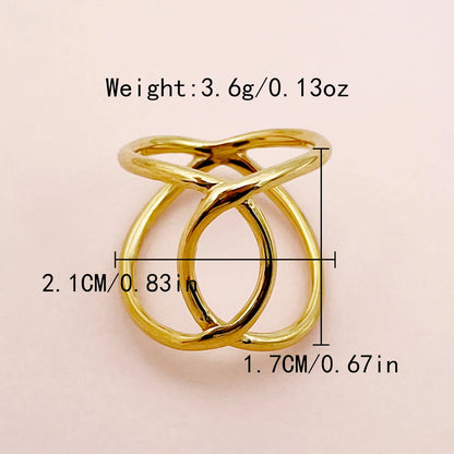 Classical Simple Style Irregular Geometric Stainless Steel Plating Hollow Out Gold Plated Rings