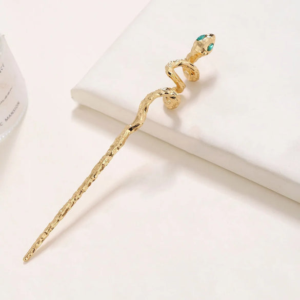 Classical Snake Metal Plating Inlay Artificial Diamond Hairpin