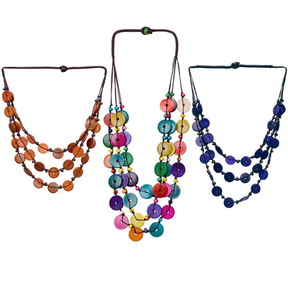 Classical Solid Color Coconut Shell Rope Women'S Layered Necklaces