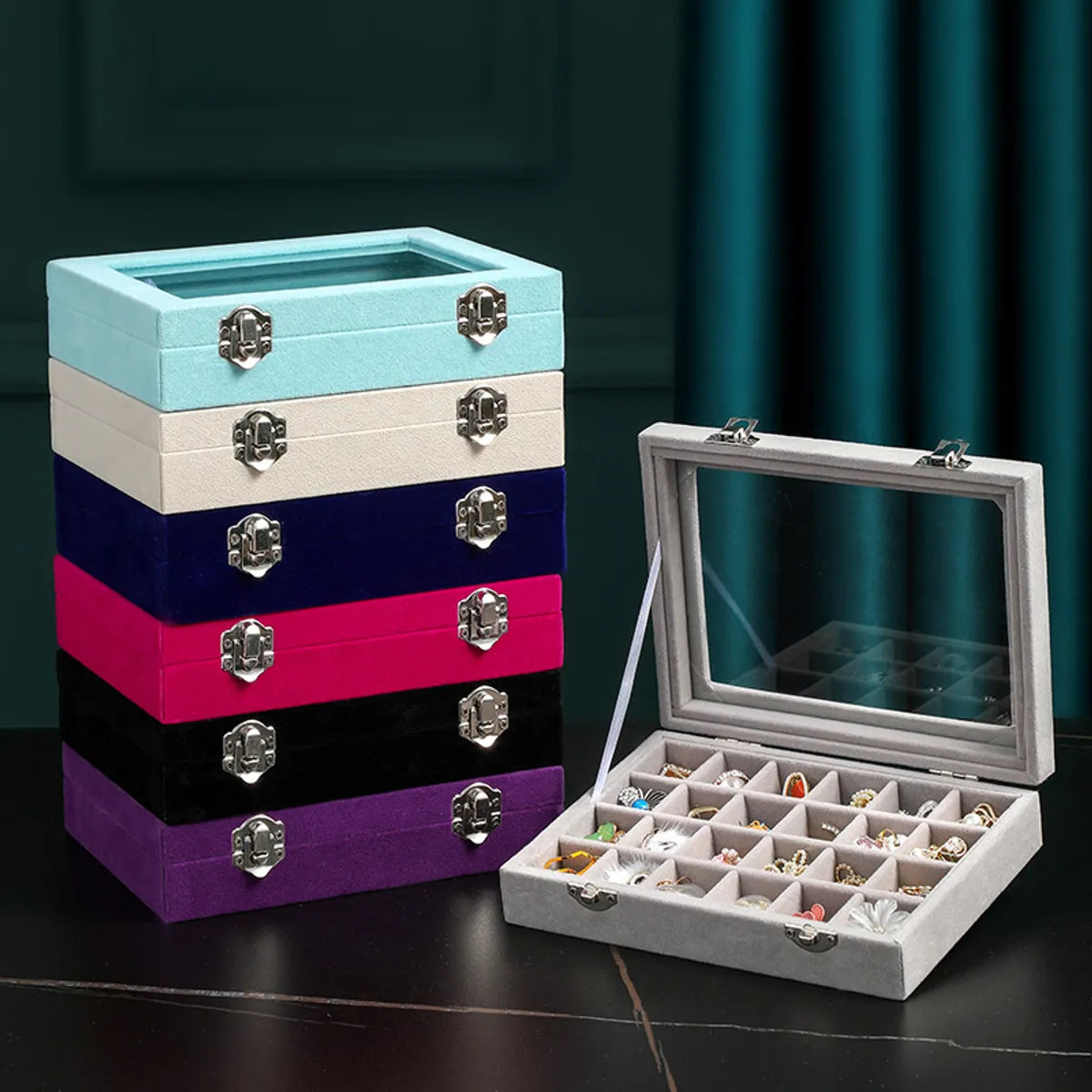 Classical Solid Color Flannel Jewelry Boxes