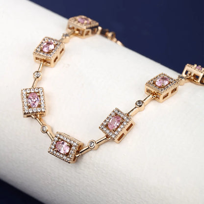 Classical XUPING Square Alloy Copper Alloy Inlay Artificial Gemstones 18K Gold Plated Women's Bracelets