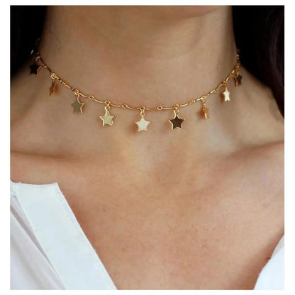 Clavicle Chain Temperament Simple Wind Short Section Copper Five-pointed Star