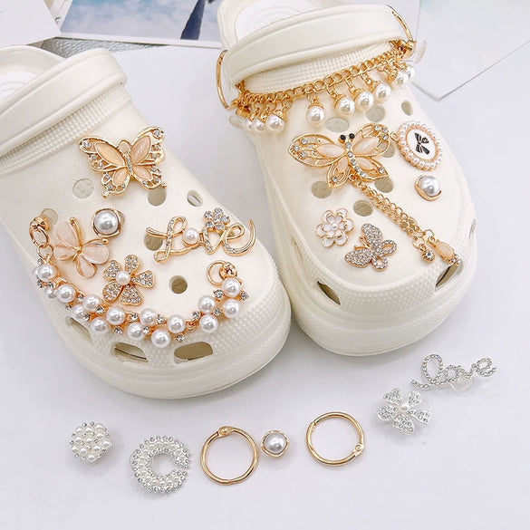 Clogs Diy Accessories Metal Decorations Removable Chain Shoe Buckles With Totem Pattern And Electroplating Treatment