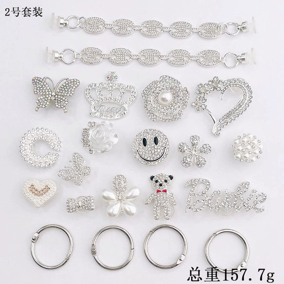 Clogs Diy Accessories Metal Decorations Removable Chain Shoe Buckles With Totem Pattern And Electroplating Treatment