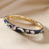 Cloisonné Bracelet With Colorful Lotus Painted Cut Out Double Layer Electroplated Jewelry