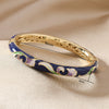 Cloisonné Bracelet With Colorful Lotus Painted Cut Out Double Layer Electroplated Jewelry