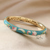 Cloisonné Bracelet With Colorful Lotus Painted Cut Out Double Layer Electroplated Jewelry