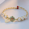 Cloisonne Natural Freshwater Pearl 18K Gold Wire Electroplating Bracelet For Women