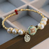 Cloisonne Natural Freshwater Pearl 18K Gold Wire Electroplating Bracelet For Women