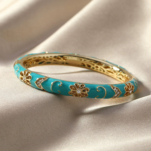 Cloisonne Retro Simple Jewelry Electroplated Bracelet With Forbidden City Blue And White Porcelain Inspired Design
