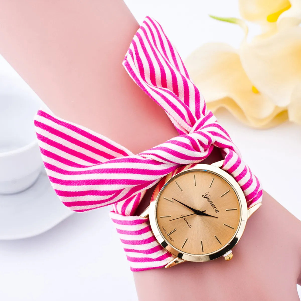 Cloth Belt Watch Gauze Striped Cloth Belt Fashion Watch