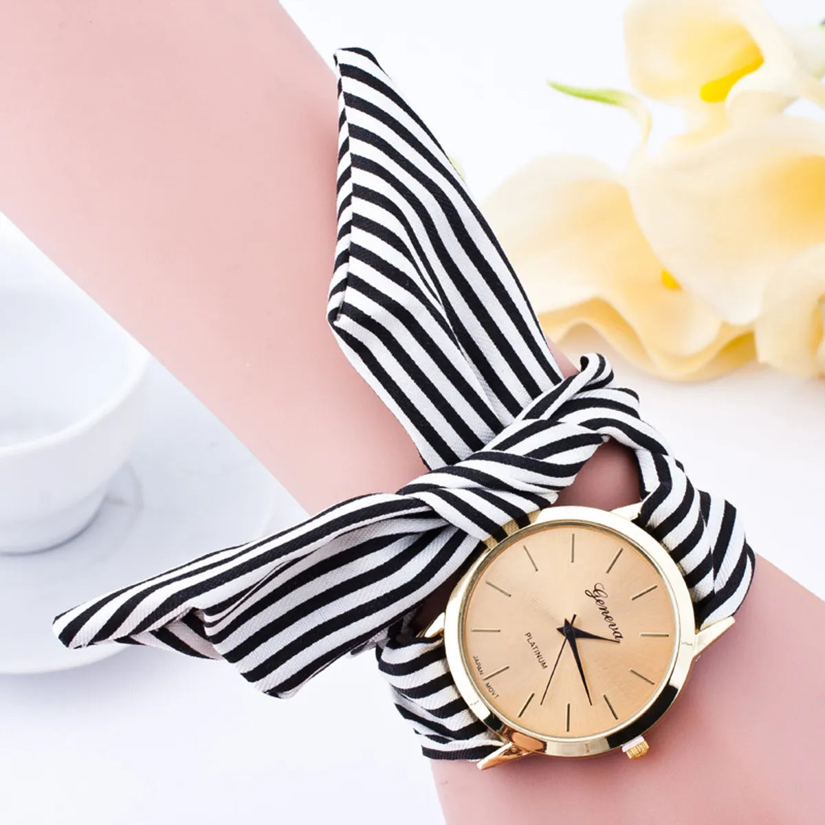 Cloth Belt Watch Gauze Striped Cloth Belt Fashion Watch