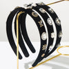 Cloth Hairband With Pearls Rhinestones Diamond Design Simple Style Hair Accessory