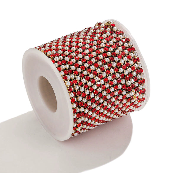 Clothing Accessories Stainless Steel Crystal Pearl Claw Chain Square Electroplated Jewelry Chain