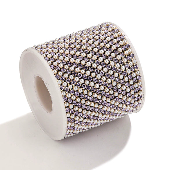 Clothing Accessories Stainless Steel Crystal Pearl Claw Chain Square Electroplated Jewelry Chain