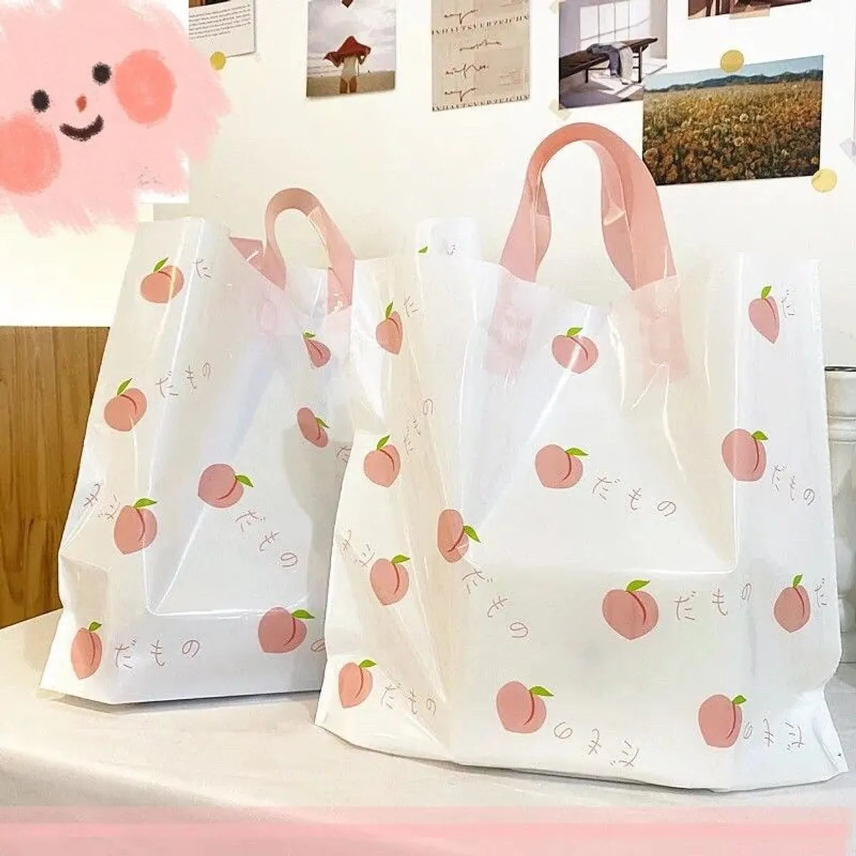 Clothing Store Bag Portable Plastic Bag Summer Peach Fresh Temptation Plastic Shopping Bag Cosmetic Bag Free Shipping