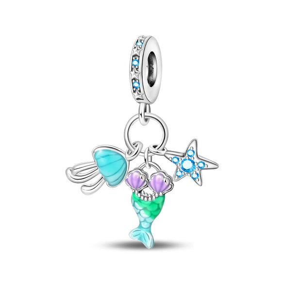 Cocktail Bag Charm Beads Diy Accessories Bracelet Copper Silver Plated Dripping Oil Style For Women